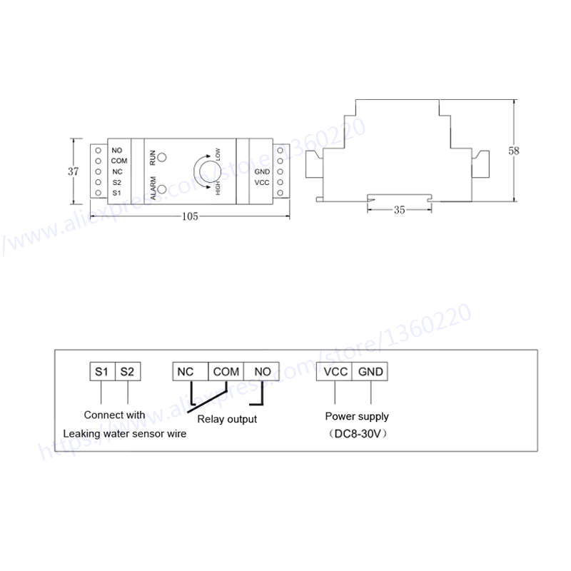 with 2m sensor wire 35mm Din l - Water Leak Detector Wired 리뷰 및 가격
